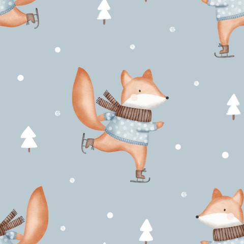 Satin Baumwolle Füchsen in Winterkleidung