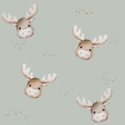 Rib Jersey a group of moose heads on a green background