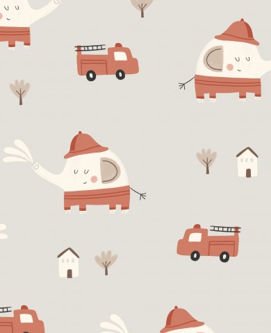 Camion de pompiers et éléphants en tissu imperméable