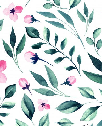 Jersey watercolor flowers and leaves