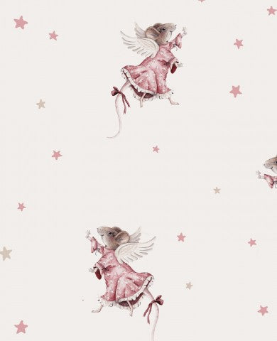 Panama a pink and white wallpaper with mice and stars