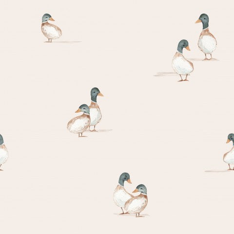 Muslin a group of ducks on a beige background