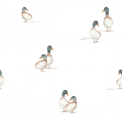 Wasserdichter Stoff Muster von Enten auf weißem Hintergrund