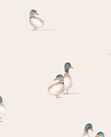 Waterproof fabric a duck pattern on a beige background