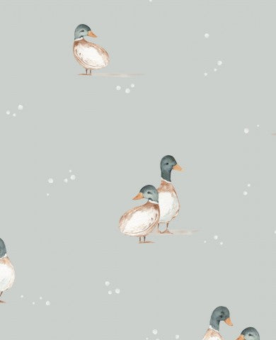 Jersey pattern of ducks on a gray background