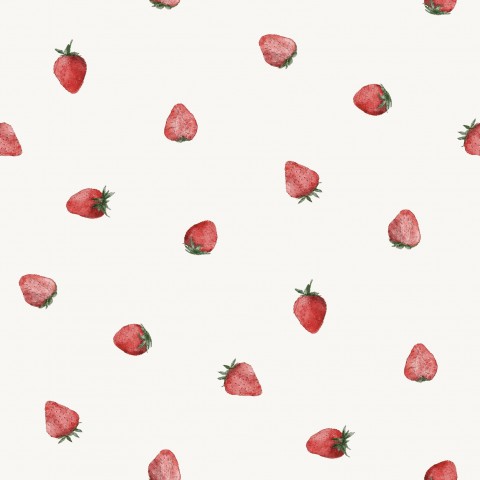 Muslin a strawberry pattern on a white background