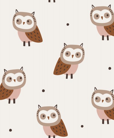 Rib Jersey cute owls on white background