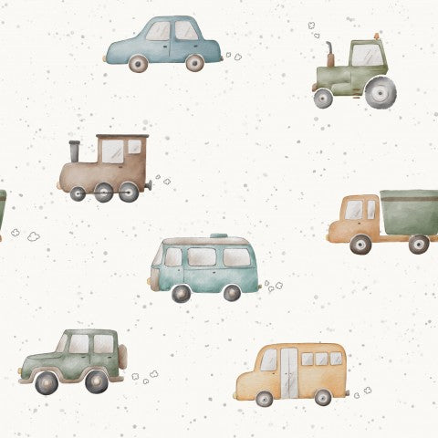 Jersey Autos und Lastwagen in Aquarellfarben