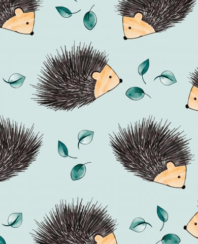 Muslin hedgehogs and leaves