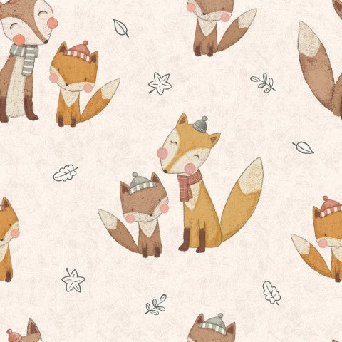 Rib Jersey foxes and leaves