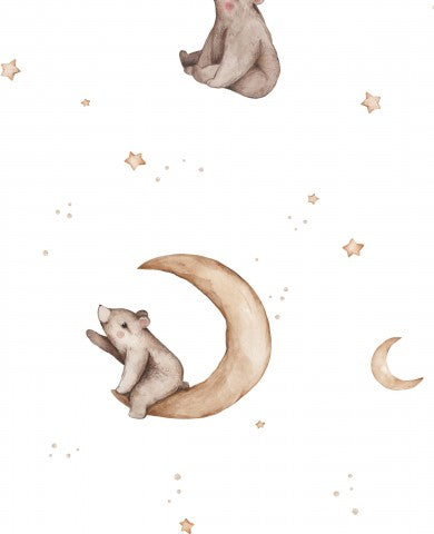 Muslin watercolor bears on the moon and the stars