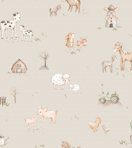 Jersey un papel pintado con motivos de granja, animales y animales de granja
