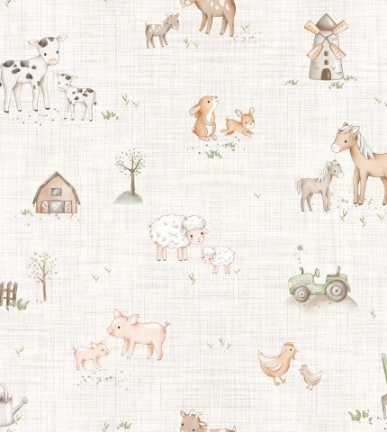 French Terry, un papier peint de ferme avec des animaux et des animaux de la ferme