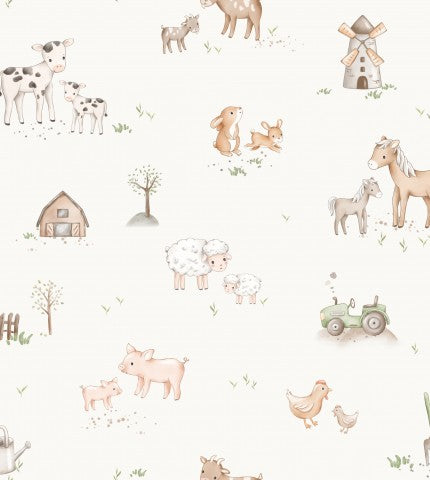 Jersey a wallpaper with farm motifs, animals and farm animals