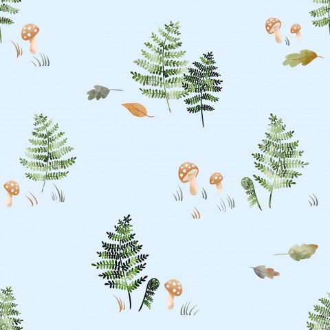 Muslin ferns and mushrooms