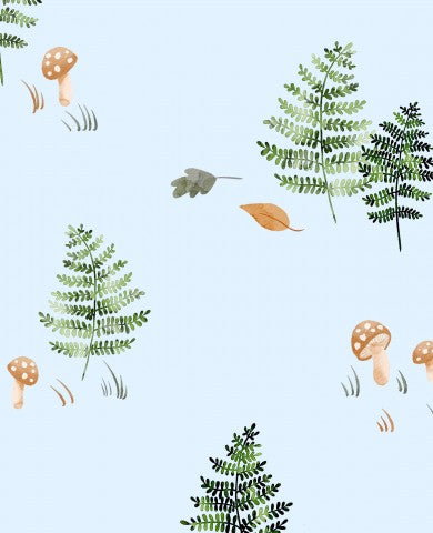 Waterproof fabric ferns and mushrooms