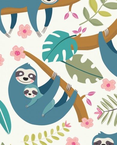 Panama Faultieren und Blumen