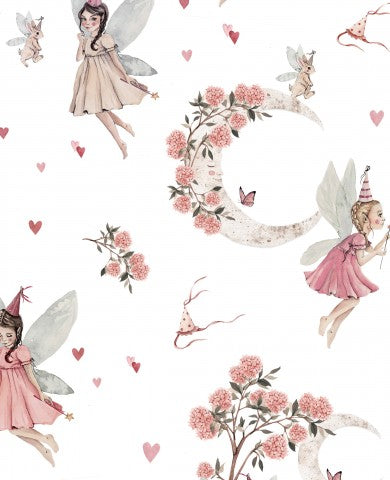 Rib Jersey, una carta da parati senza soluzione di continuità con fiori e fate