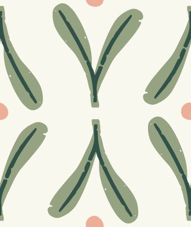 Panama green leaves and pink dots