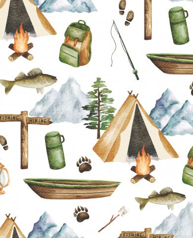 Jersey camping watercolor pattern