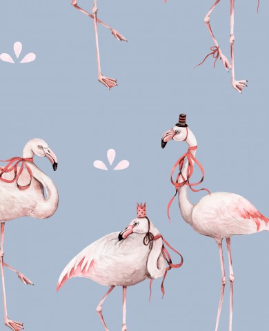 Canvas Baumwolle Flamingo dunkelblau: Naturfarben für einzigartige Textildesigns. Dunkle Blautöne und leuchtende Rottonen verbinden auf 100% Baumwolle zum nähe