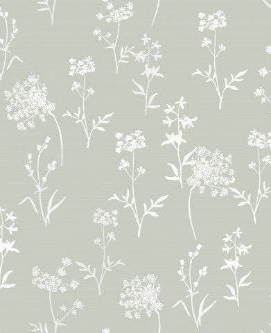Waterproof fabric white flowers on gray background