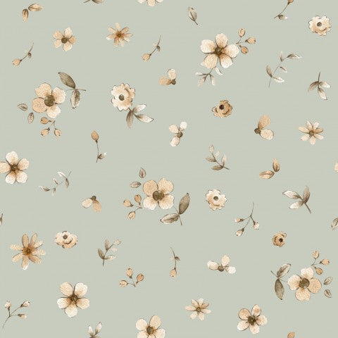 Musselin ein Bild eines Blumenmusters auf grünem Hintergrund