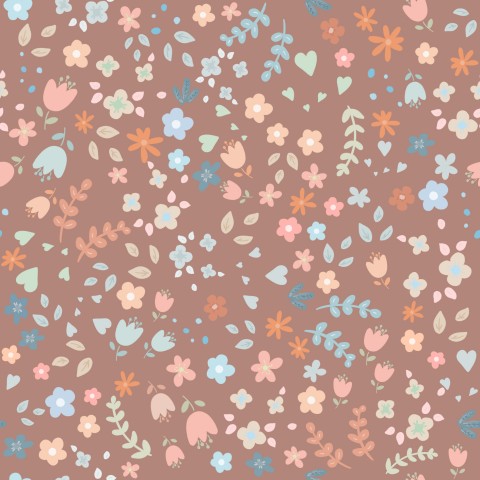 Rib jersey floral pattern on brown background