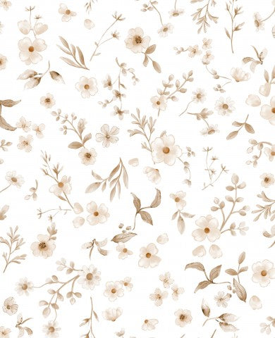Muslin a white-beige floral pattern