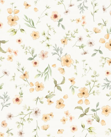 Entdecken Sie das neue Canvas Baumwolle Floral Malin Yellow OffWhite - eine einzigartige Mischung aus weichem Baumwollcanvas und leuchtendem Gelb! Ideal für nä