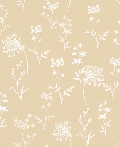 French Terry white flowers on beige background