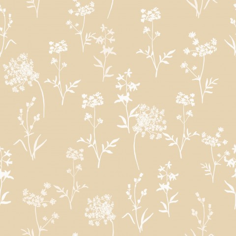 Satin cotton white flowers on light brown background
