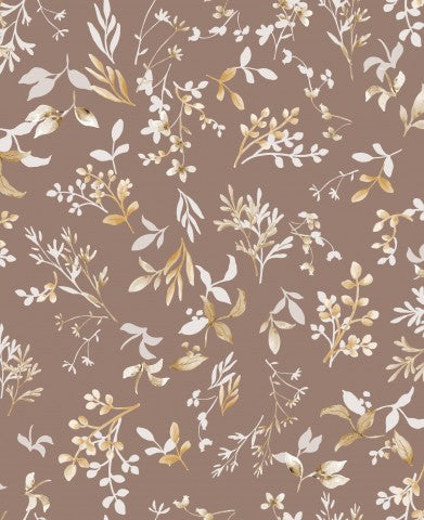 Satin cotton a floral pattern on a brown background