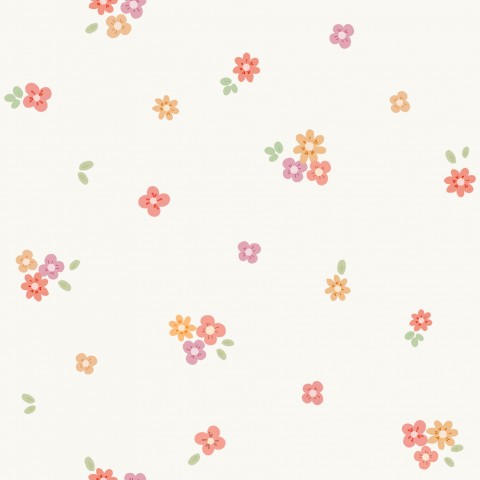 Waterproof fabric a white-pink floral wallpaper with small flowers