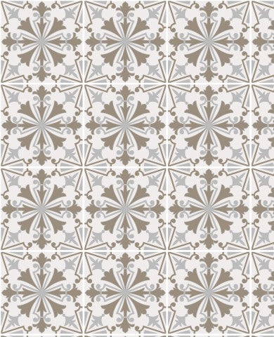 French Terry un motif gris et blanc avec des fleurs dessus