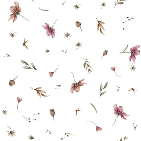 French Terry flowers and leaves on a white background