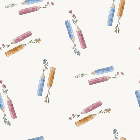 Crayons et fleurs French Terry