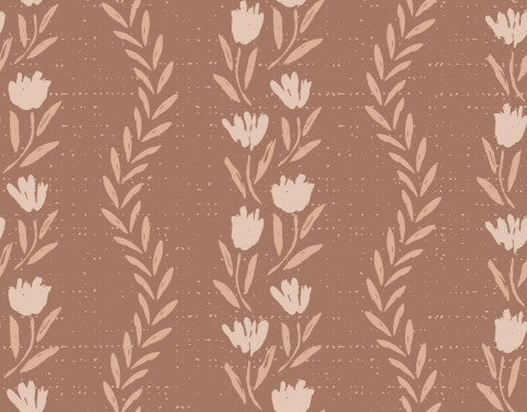 Jersey a brown-beige floral pattern with leaves