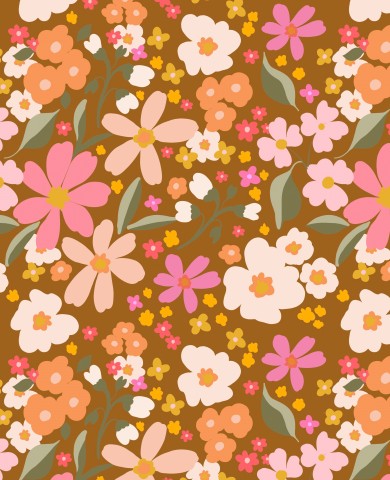 Entdecken Sie die schönsten Flowery Stories - Baumwoll-Canvas-Stoffe in Brown. Natürliches Design, ideal für näherliche Projekte wie Kleidung, Taschen und Acce