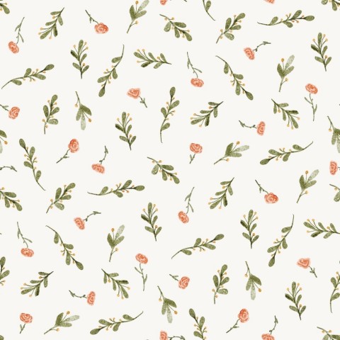 Flores y hojas de algodón satinado