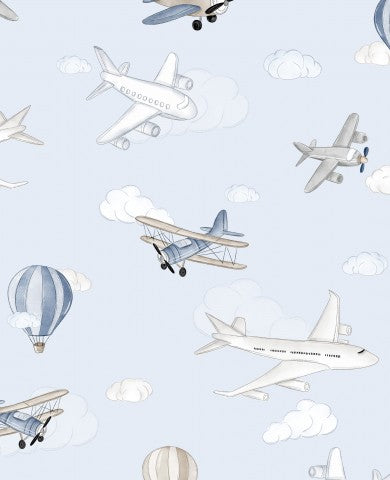 Avions SoftShell et montgolfières volant dans le ciel