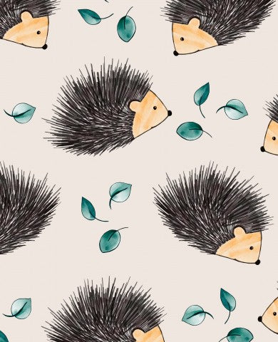 Muslin hedgehogs and leaves