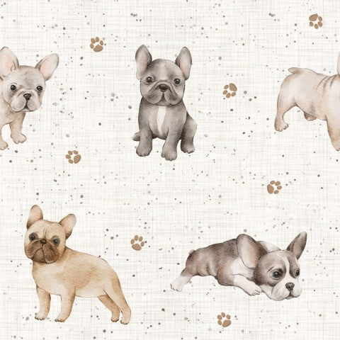 SoftShell pattern of French bulldogs and paw prints