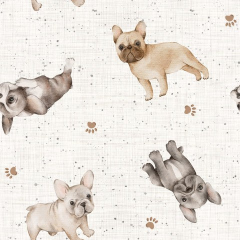 SoftShell a pattern of French bulldogs on a white background
