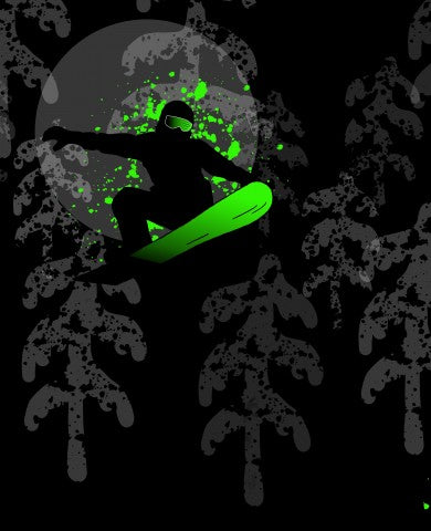 Panama einen Snowboarder in der Luft vor Bäumen