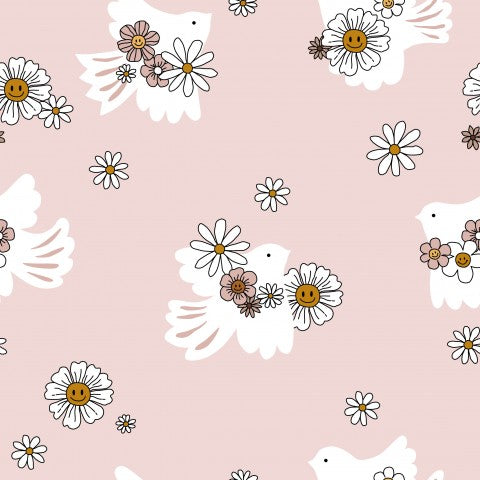 SoftShell white birds and daisies