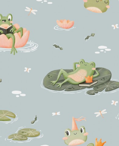 Rane dal guscio molle e foglie di ninfea nello stagno