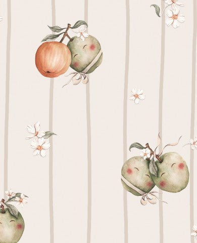 Satin bomuldsæbler og blomster