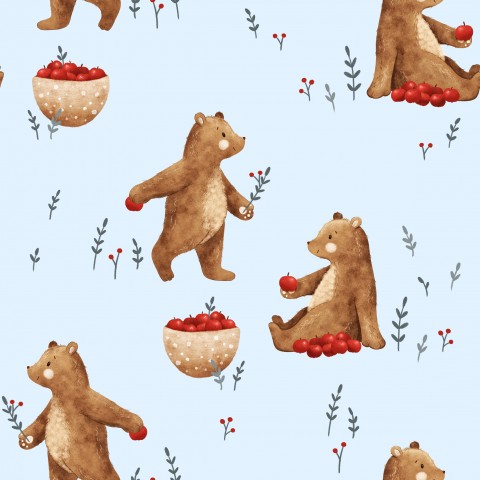 Orsetto in tela di cotone azzurro: design naturale su cotone al 100%, ideale per magliette, borse e altro ancora. L'orsetto azzurro porta gioia a ogni bambino.