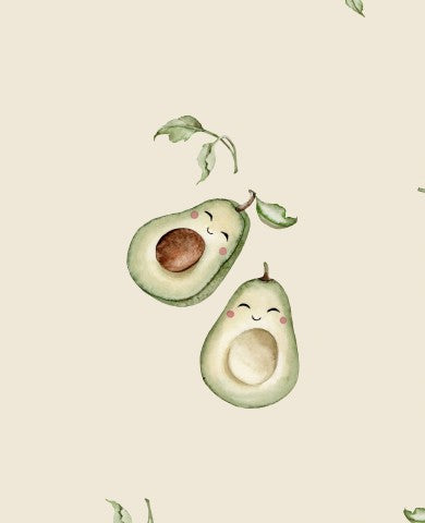 Jersey eine Aquarellillustration von zwei Avocados mit Blättern